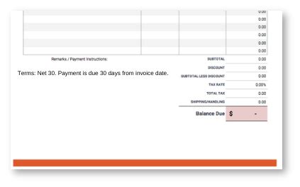 30 day payment terms wording.